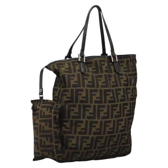 FENDI Zucca Canvas Hand Bag Khaki Auth 119690 - Picture 1 of 16
